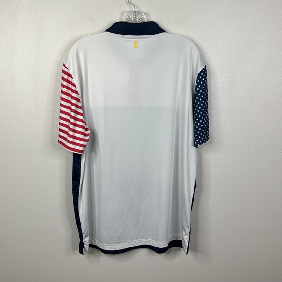 Izod Red White and Blue Patriotic Stars USA Classic Golf Polo Men's Size Large - Picture 6 of 6